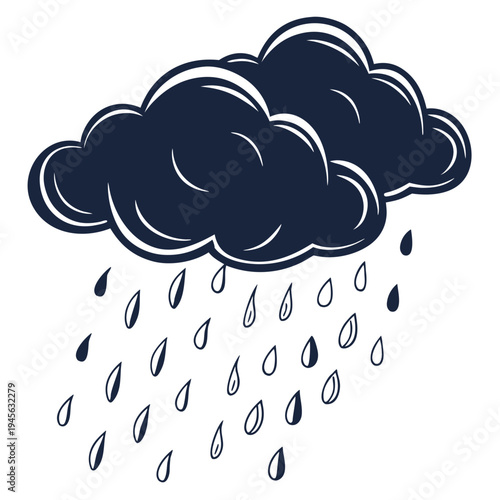 A dark rain cloud with raindrops falling from it