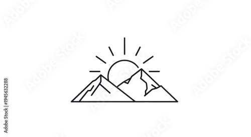 Mountains and sun icon
