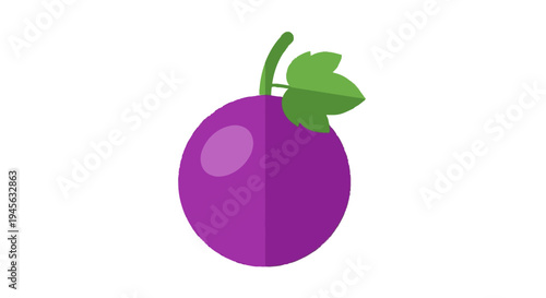 Purple Plum Fruit with Green Leaf.