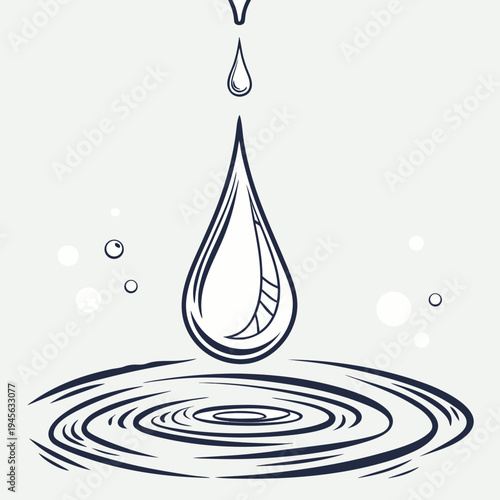 A single water drop falling into a puddle