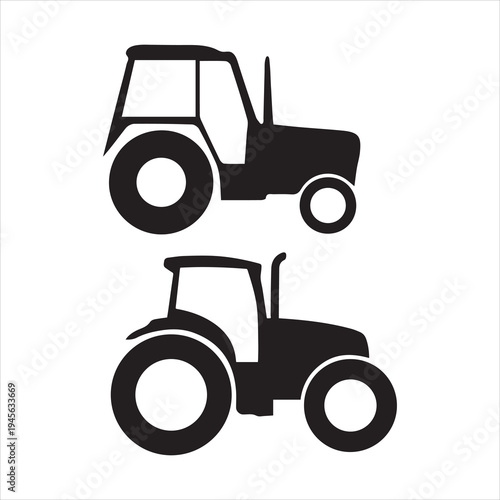 Red agricultural tractor machine isolated on white background vector illustration.