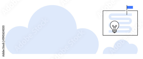 Cloud computing concept. Cloud computing supporting innovation and idea mapping for strategy and business. Cloud computing enabling flexible workflows and technology solutions. For IT, business