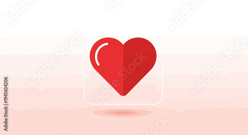 Red Heart Icon with Subtle Gradient on White Background