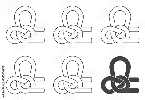 Of a Bowline Knot in Various Stages of Formation