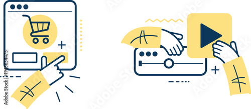 Combining e-commerce and media streaming in digital interactions