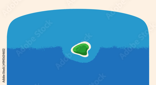 Small Green Island in Blue Water.
