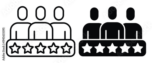 Customer feedback outline and filled silhouettes with stars