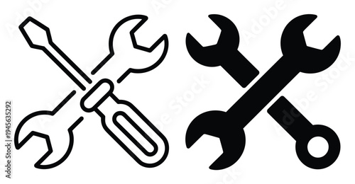 Crossed Screwdriver and Wrenches Set