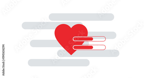 Red Heart Icon with Progress Bars, Minimalist Design, Love Meter Concept