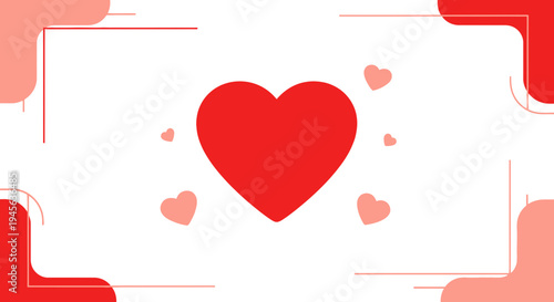 Red Heart Icon with Small Hearts on White Background - Love Concept