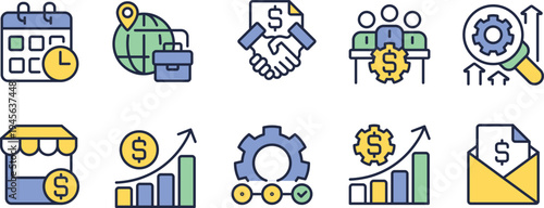 Illustrative icons representing various business and financial concepts