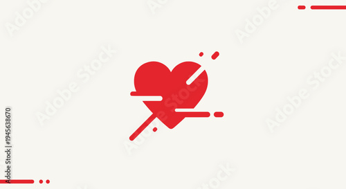 Red Heart Icon with Motion Blur Effect, Love Symbol, Minimalist Design