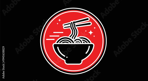 Noodle bowl icon with chopsticks