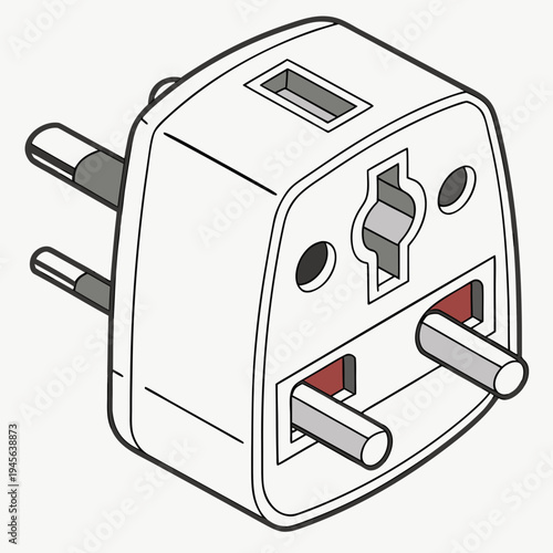 White electrical adapter plug power outlet electricity
