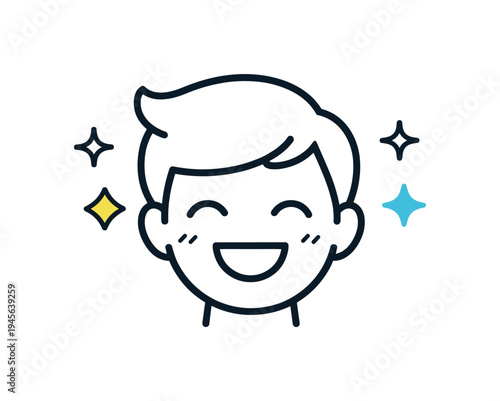 Joy and positive emotional wellbeing expressed through simple moments of happiness in everyday life, a smiling human face with small sparkling stars around it symbolizing lightness, optimism