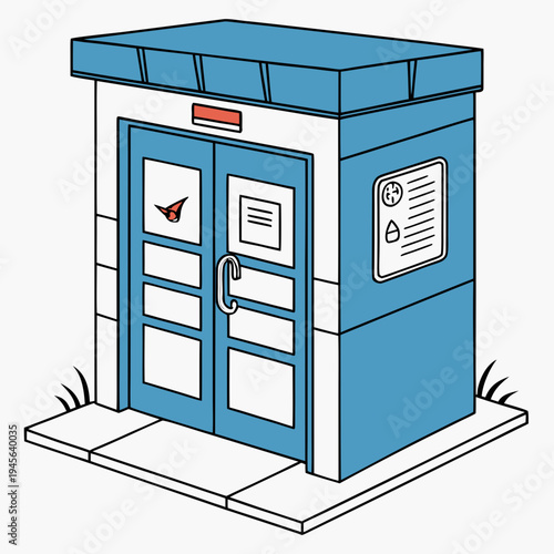 Of a blue and white portable toilet blue toilet cartoon white background