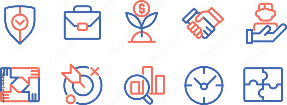 Fototapeta premium Collection of diverse icons representing various concepts and functions in a digital interface