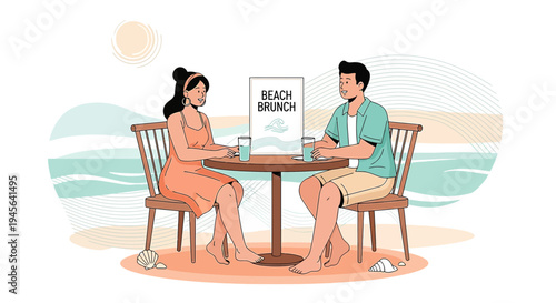Couple Enjoying Beach Brunch by the Sea