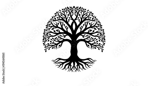 Tree of Life Silhouette Vector Sacred Nature Symbol for Tattoo and Logo Design