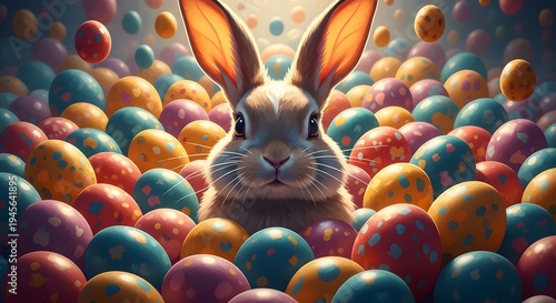 Wallpaper Mural Easter bunny surrounded by colorful eggs Torontodigital.ca