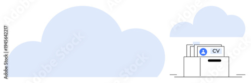 Cloud storage concept. Cloud storage simplifies CV management and data accessibility. Cloud storage ensures secure document archiving for recruitment, data management, and HR systems. Suitable