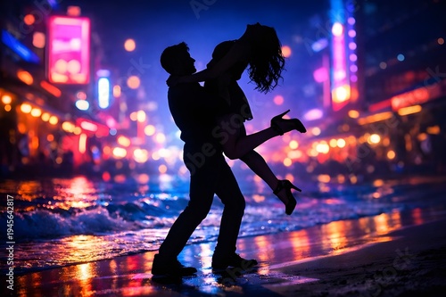 silhouette of a couple performing a dance pose