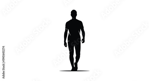 Silhouette of a Man Walking Forward Confidently.