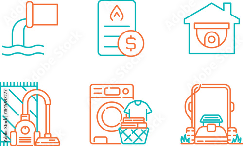 Essential household utilities and services icons collection