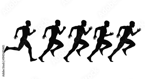 Silhouette of a runner in motion sequence.