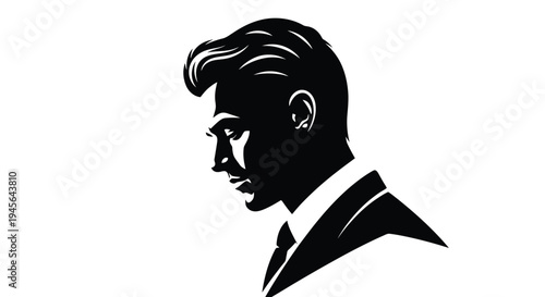 Silhouette of a Man in a Suit Looking Down.
