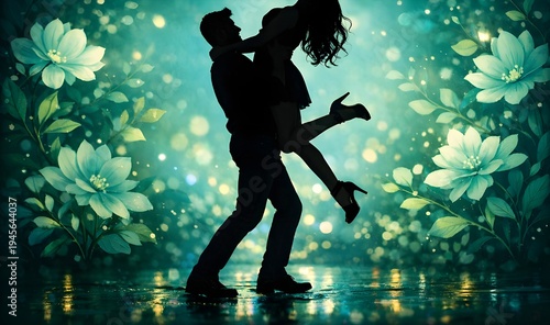 silhouette of a couple performing a dance pose