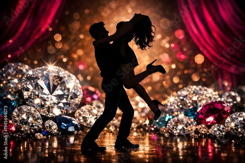 silhouette of a couple performing a dance pose