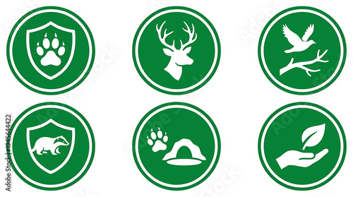 Collection of EcoFriendly Animal Conservation Symbols and Icons. Vector Icons Set
