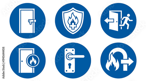Collection of Fire Safety and Emergency Exit Icons. Vector Icons Set
