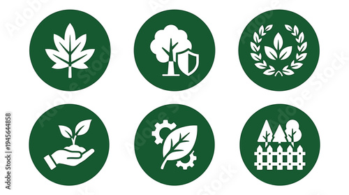 EcoFriendly Environmental Symbols Set for Sustainability Awareness. Vector Icons Set