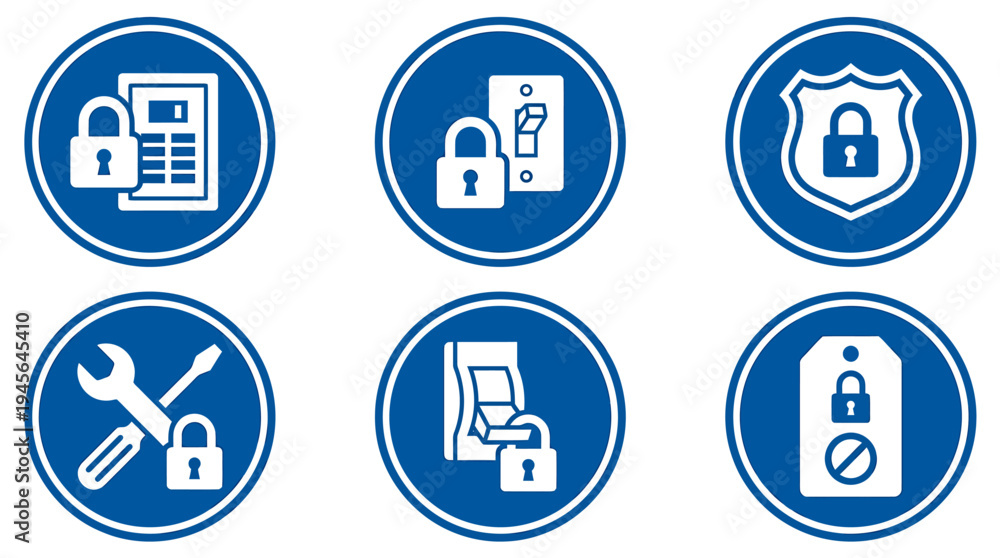Fototapeta premium Security Lock Icons Set for Digital Privacy and Data Protection. Vector Icons Set