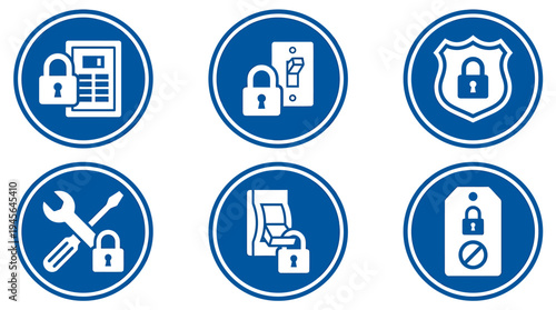 Security Lock Icons Set for Digital Privacy and Data Protection. Vector Icons Set