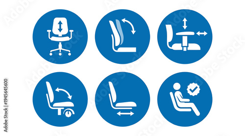 Collection of Blue Accessibility Icons for Disabled Facilities. Vector Icons Set