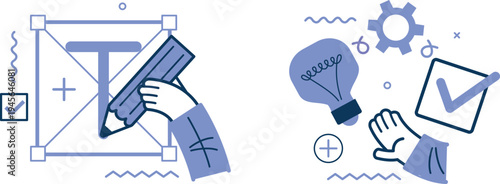 Illustration of scientific measurement and data analysis processes