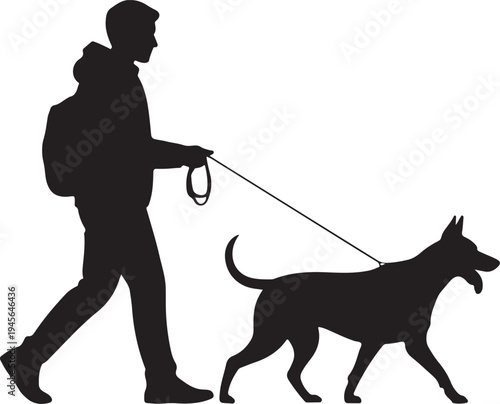 Man Walking Dog Silhouette – Pet Walking Illustration