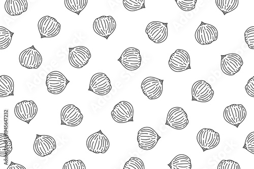 hazelnut Pattern background. seamless pattern hazelnut doodle illustration. doodle hazelnut seamless pattern.