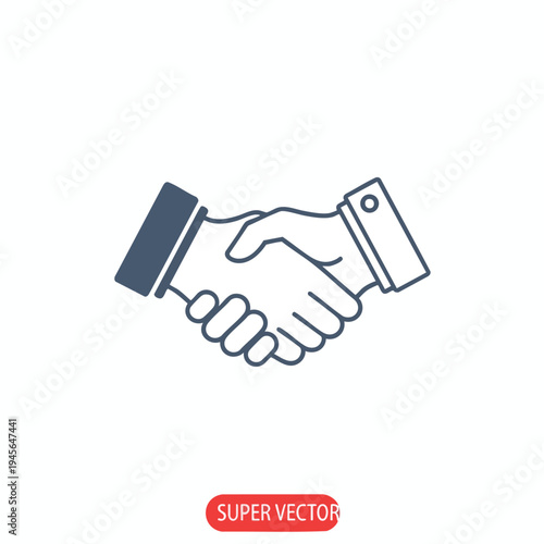 Outline of two hands shaking, symbolizing agreement and partnership