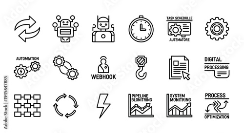 Collection of Simple Business Icons Set.