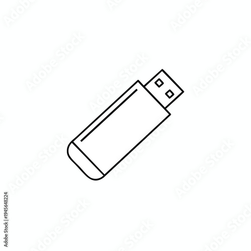 Minimalist outline of a portable flash drive with a rectangular connector