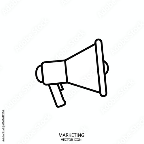 Line art icon of a megaphone, symbolizing advertising and communication