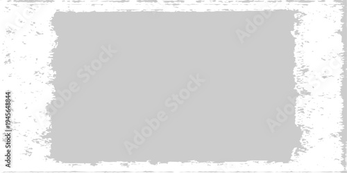 Grungy light gray distressed frame texture with paint splatters on white