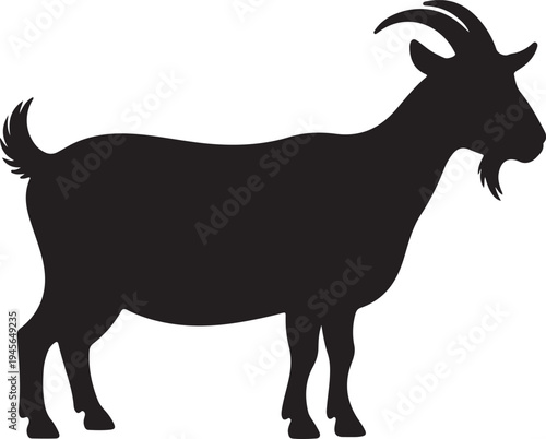 Goat Silhouette Icon – Farm Animal Standing Profile