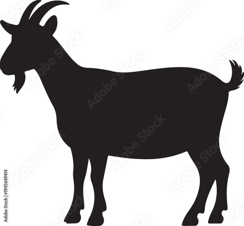 Goat Silhouette Icon – Farm Animal Standing Profile