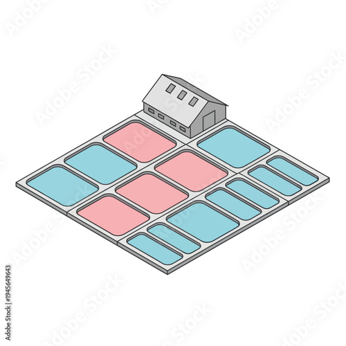 Smartphone with colorful grid interface on screen.