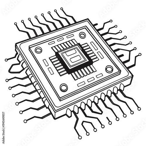 A microchip with many wires attached to it